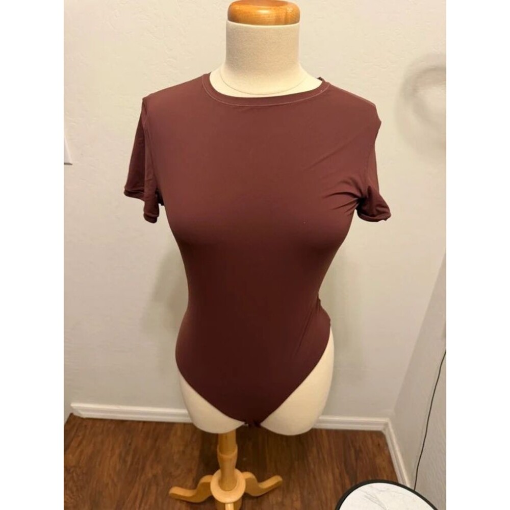 Popilush Brown Short Sleeve Crew Neck Shaping Bodysuit – Size XL